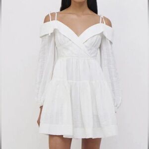 Jonathan Simkhai White Long Sleeve - Off the Shoulder Dress NWT S-M
